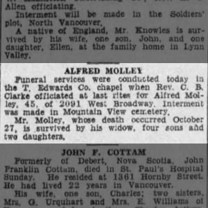 Obituary for Alfred Molley